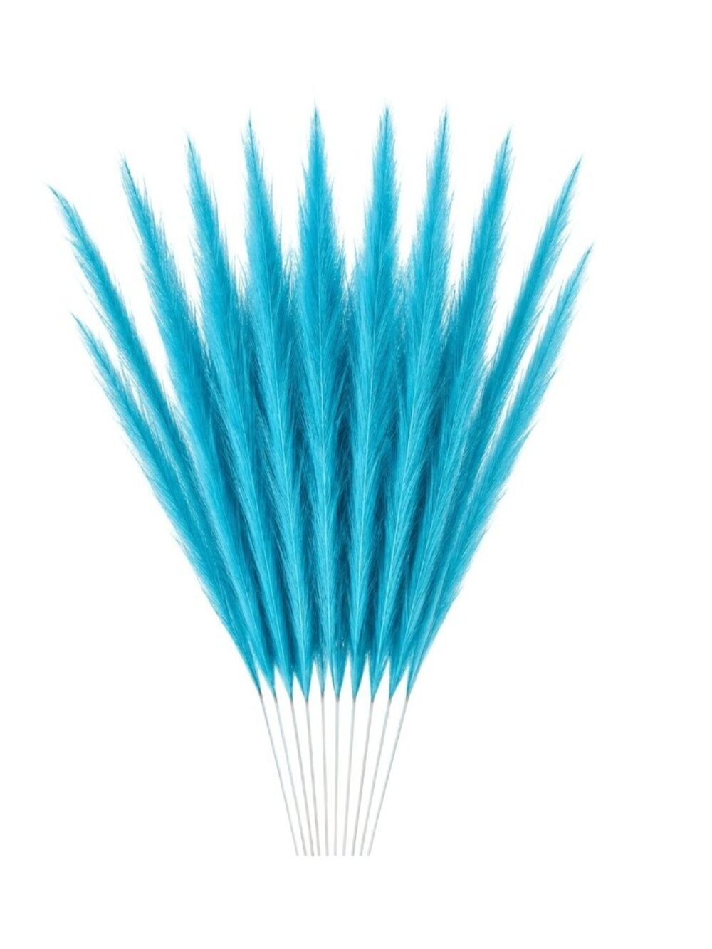 Turquoise Blue Artificial Pampas Grass 16 Inch 13 Stem Bunch